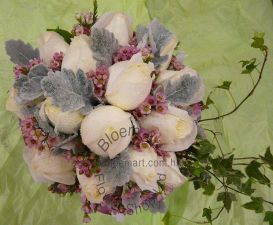 CODE 71990 - Wedding Bouquet of Roses and Waxflower